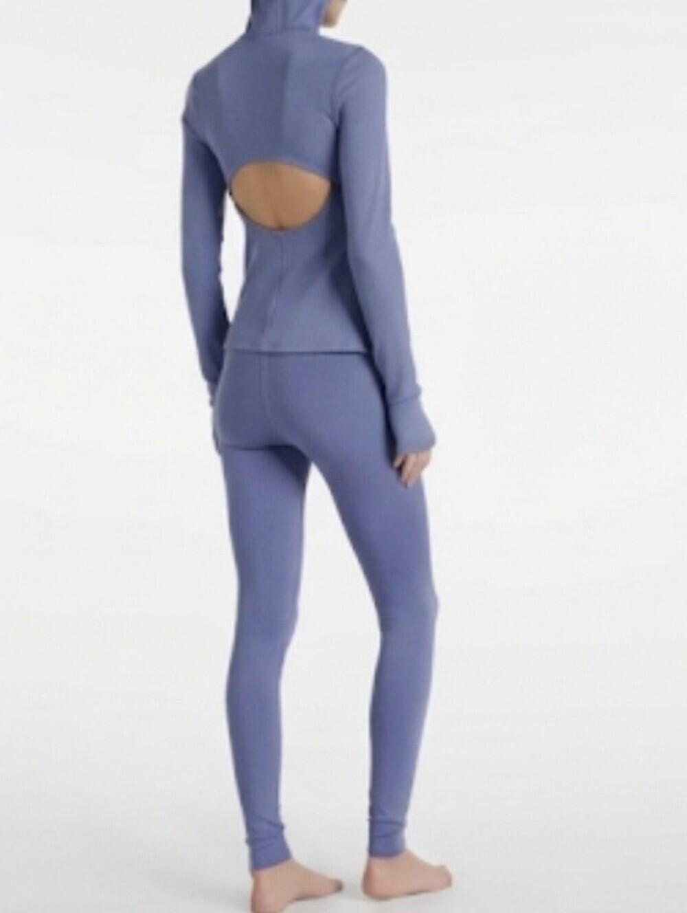 Alo Yoga Alosoft Ribbed Frontrunner Long Sleeve Top Infinity Blue Size Medium
